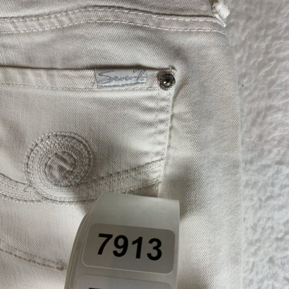 Seven7 Capri Jeans Women's 10 White Stretch 5-Pockets Low-Rise Straight Leg 7913 - Picture 9 of 9